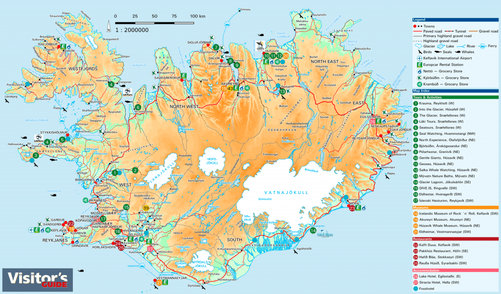 map Iceland 1:2000000 2019